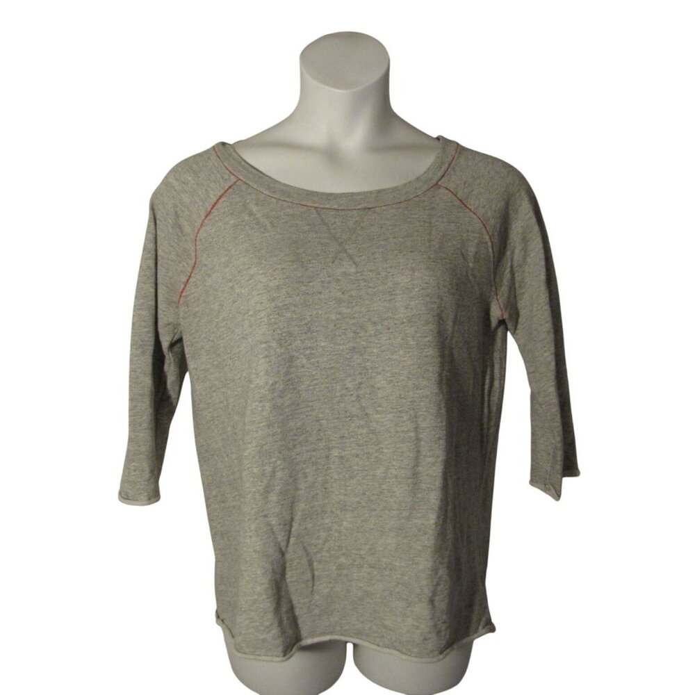 Gap L Heathered Gray 3/4 Sleeve Cozy Sweatshirt Shirt Top
